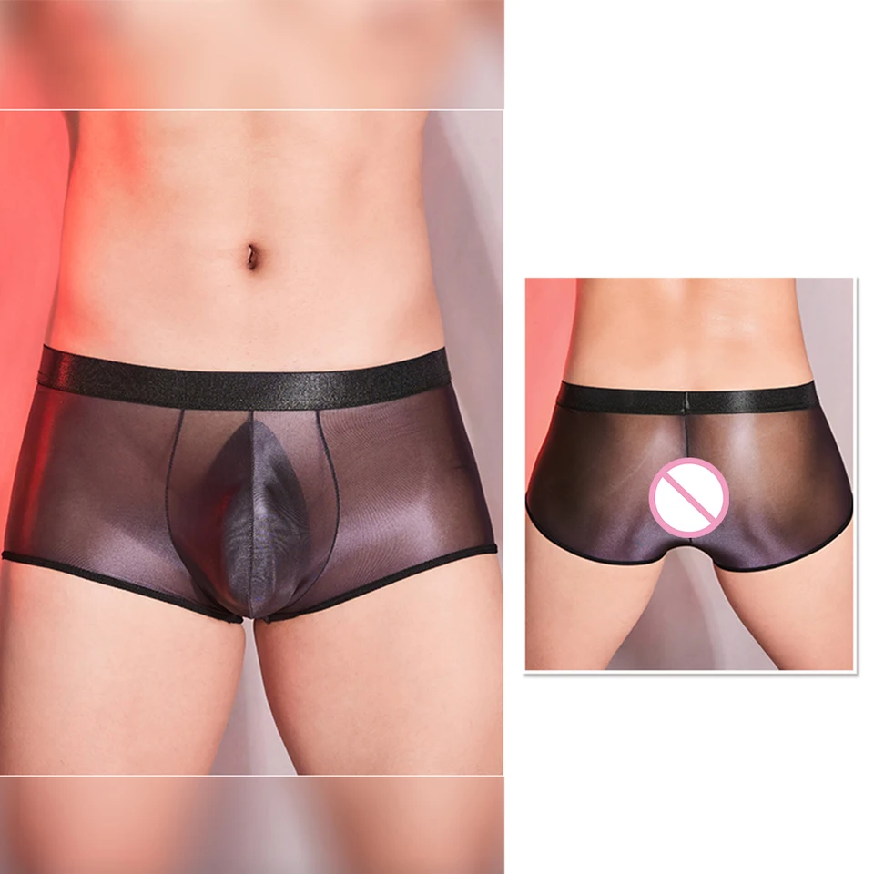 Sexy pánske číre nohavičky Vidíte cez spodnú bielizeň lesklé spodné spodky erotické šortky vrecko na vreckové nohavičky sissy gay sex spodné prádlo