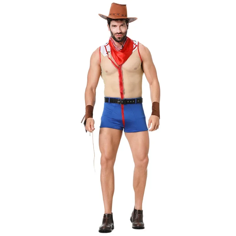 Sexy péro kovboj sexuálny uniforma baru nočný klub Cosplay kostým