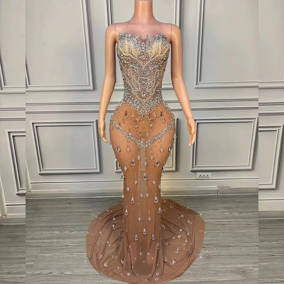 Sexy remienok bez ramienok Prom Dress V Neck Mermaid Lemline bez rukávov Večer narodeniny svadobné šaty Dámske dám