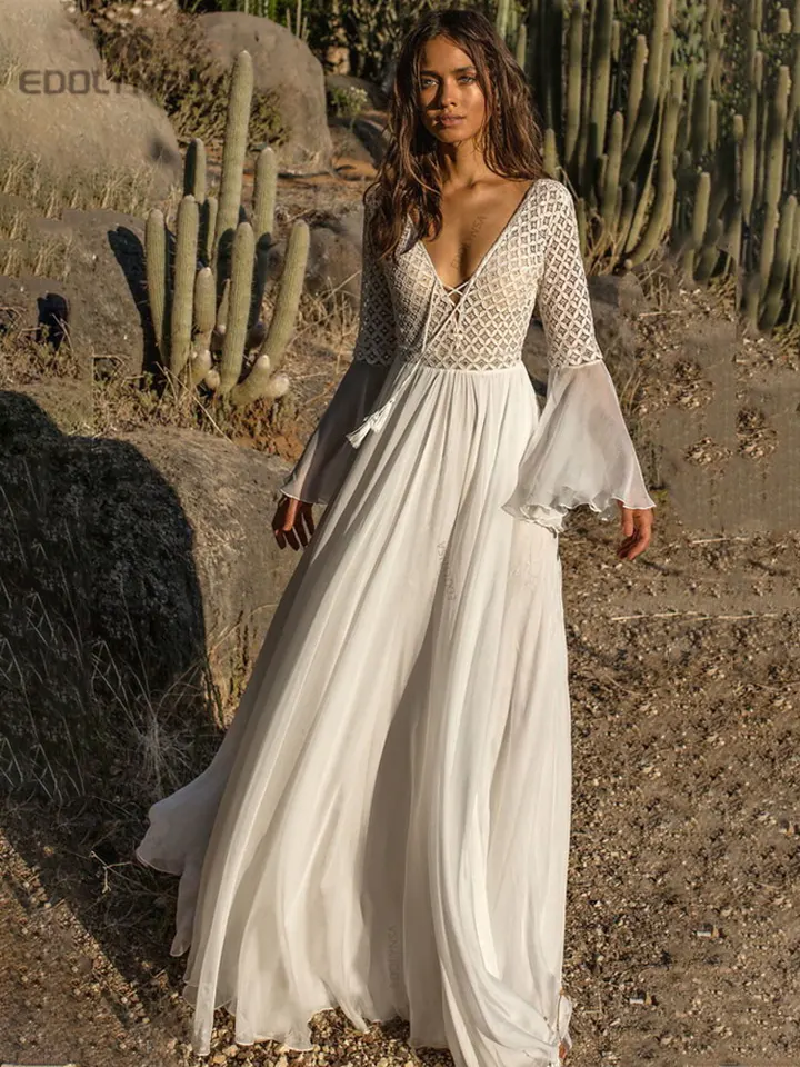 Sexy See cez bikiny zakrytie dlhej bielej čipky tuniky Dámske letné oblečenie V-krstné šaty plážové oblečenie na plávanie oblek Cover up q589