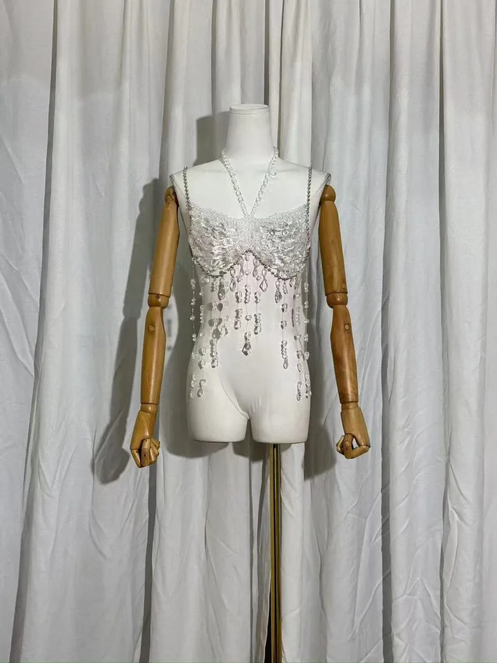 Sexy See through the Dries Rinestone Top Women 2025 Summer Halter Beach Party Tank Top Night Club Rave Outfits Y2K Streetwear Tops
