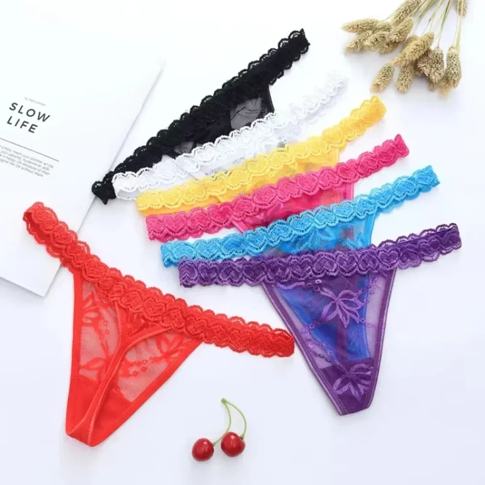 Sexy spodky s nízkym pásom remienok G-string Transparentné pokušenie čipky pre ženy pre ženy nohavičky bikín