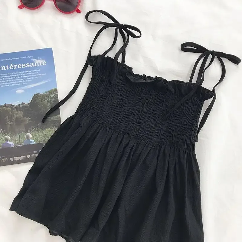 Sexy tank Top Bow Halter Crop Tops Dámske letné záhyby camis backless camisole neformálne obväz.