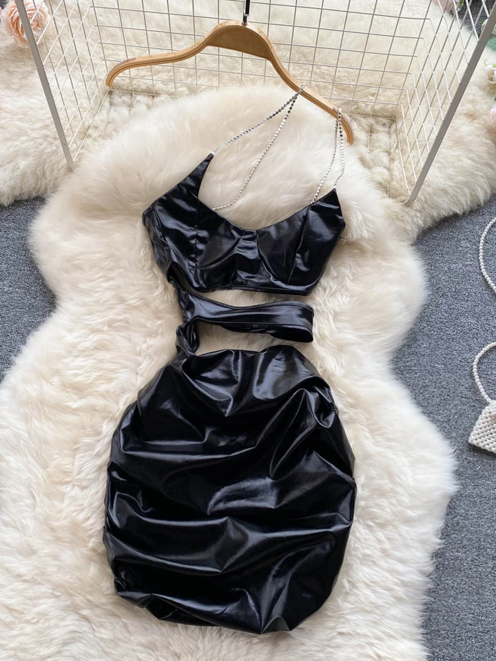 Sexy ženy Mini Bodycon Party šaty letné kamienko Spaghetti popruh jedného ramena bez rukávov výrez