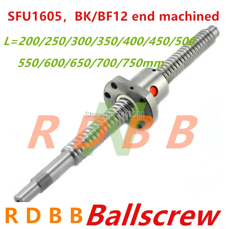 SFU1605 200 250 300 350 400 450 500 550 600 650 700 750 mm guľová skrutka s prírubou s jednou guľôčkou BK/BF12 END OPRADOVANÉ ČASŤ CNC