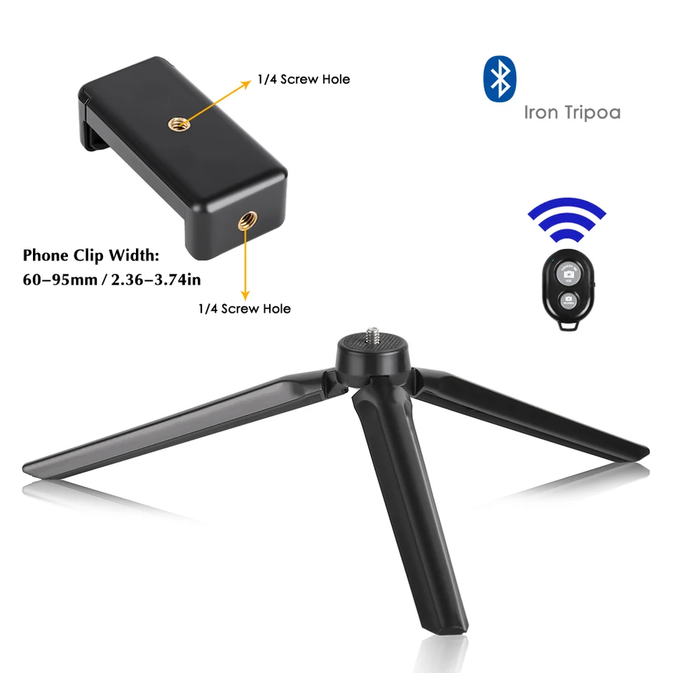 SH Mini 1/4 Plastový držiak na stánok s bluetoothom kompatibilným telefónnym klipom pre smartfón