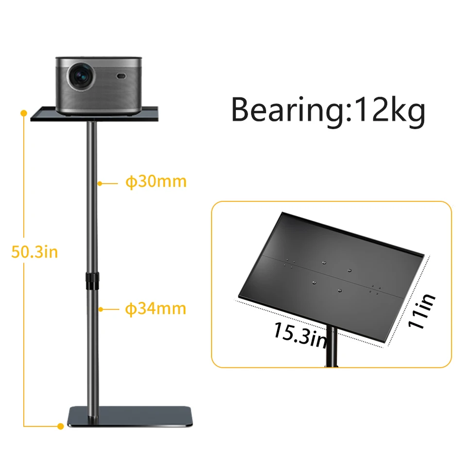 SH projektor Stand Mount 128 cm výška nastaviteľná s zásobníkom alebo husí