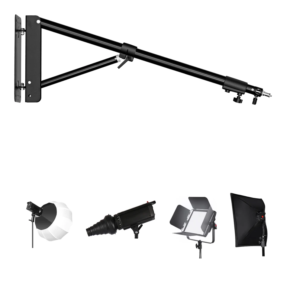 SH Wall Mount Boom Arm for Photography Studio Video Svetlá strobe, maximálna dĺžka 137 cm alebo 170 cm, vodorovná a vertikálna otočná