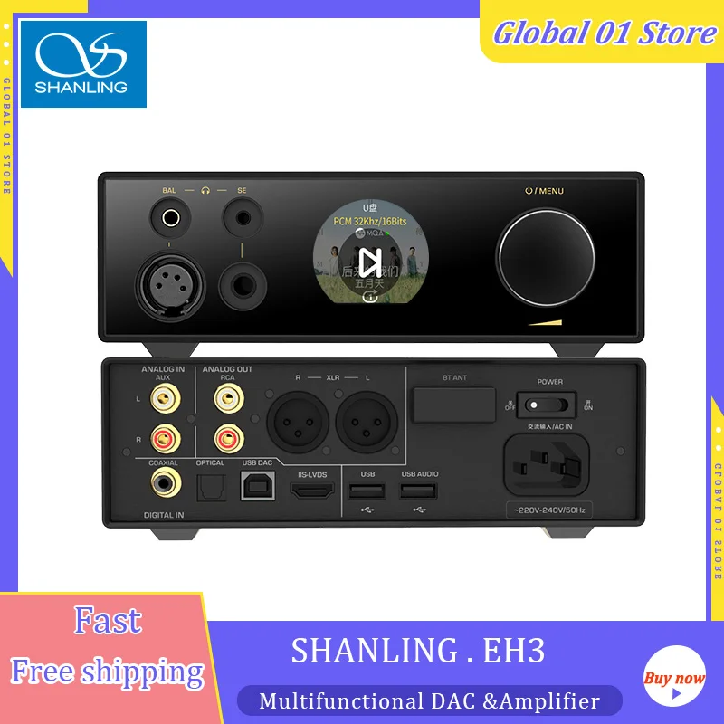 Shanling EH3 ES9039SPRO Zosilňovač pre slúchadlá DAC DAC Streamer OPA1612 ChIP DSD512 768KHZ Hi-RES Audio Bluetooth 5.0 LDAC