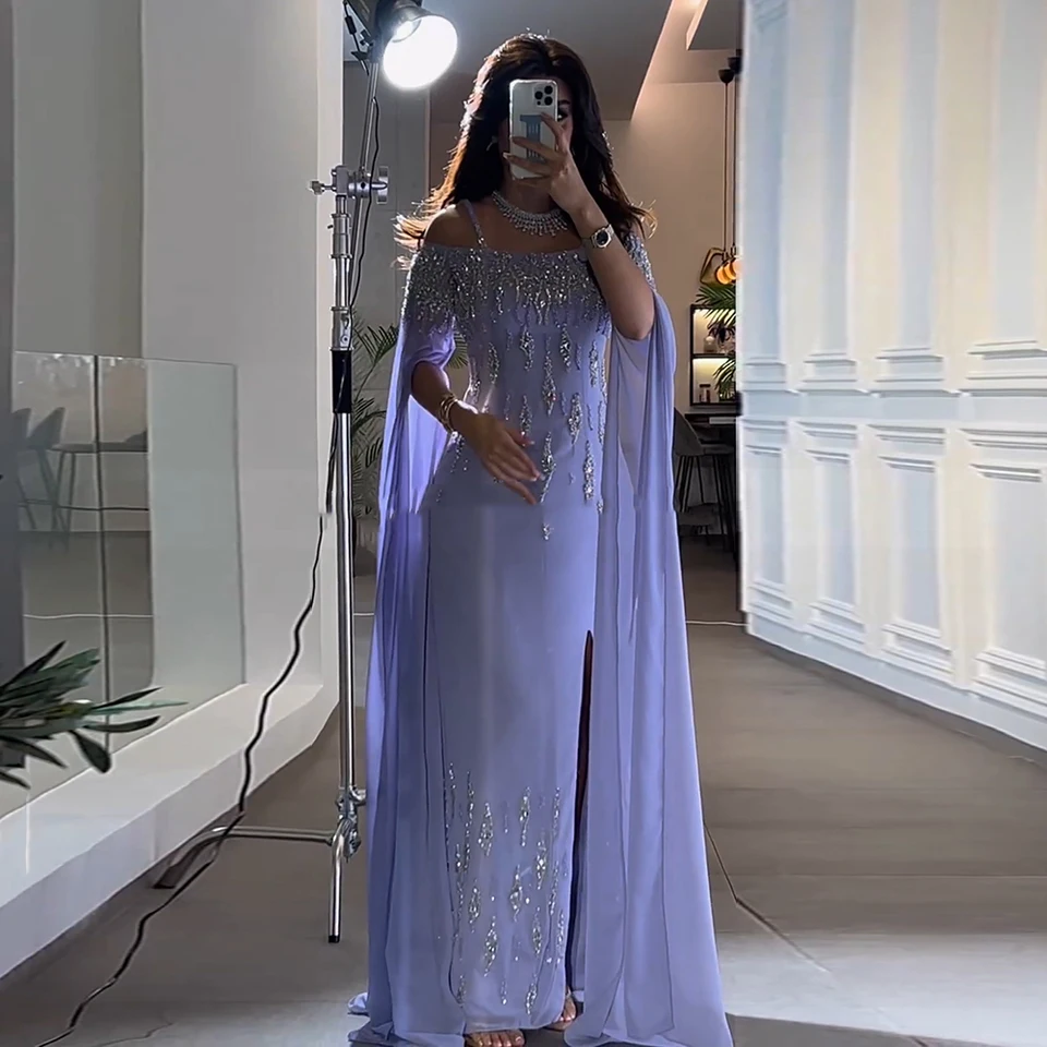 Sharon uviedla, že luxusné dubajské korálkové večere Mermaid Večerné šaty s rukávmi pre svadobné formálne večierky SS448 Prispôsobené