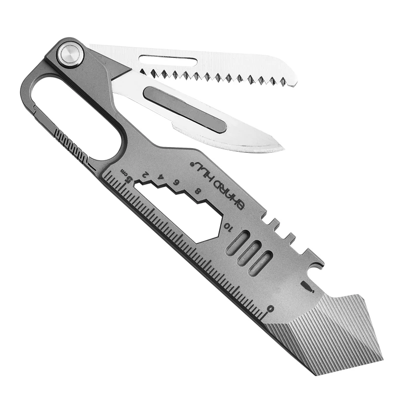 Sharp Hill 13in1 Titanium EDC Outdoor MultiTool Pry Bar vymeniteľný čepeľ Hex Hex Krep Self-Illuminating Slots Ultimate Trvanovateľnosť