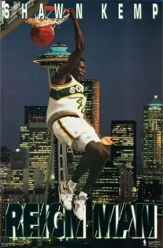 Shawn Kemp Reign Man Seattle Sonics plagát Vintage Reprodukčná kovová značka