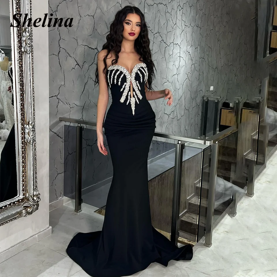 Shelina vinobranie očarujúce večerné šaty kamienky zlatíčko Pleat tesne poprsie Vestidos elegantes para mujeres prispôsobený