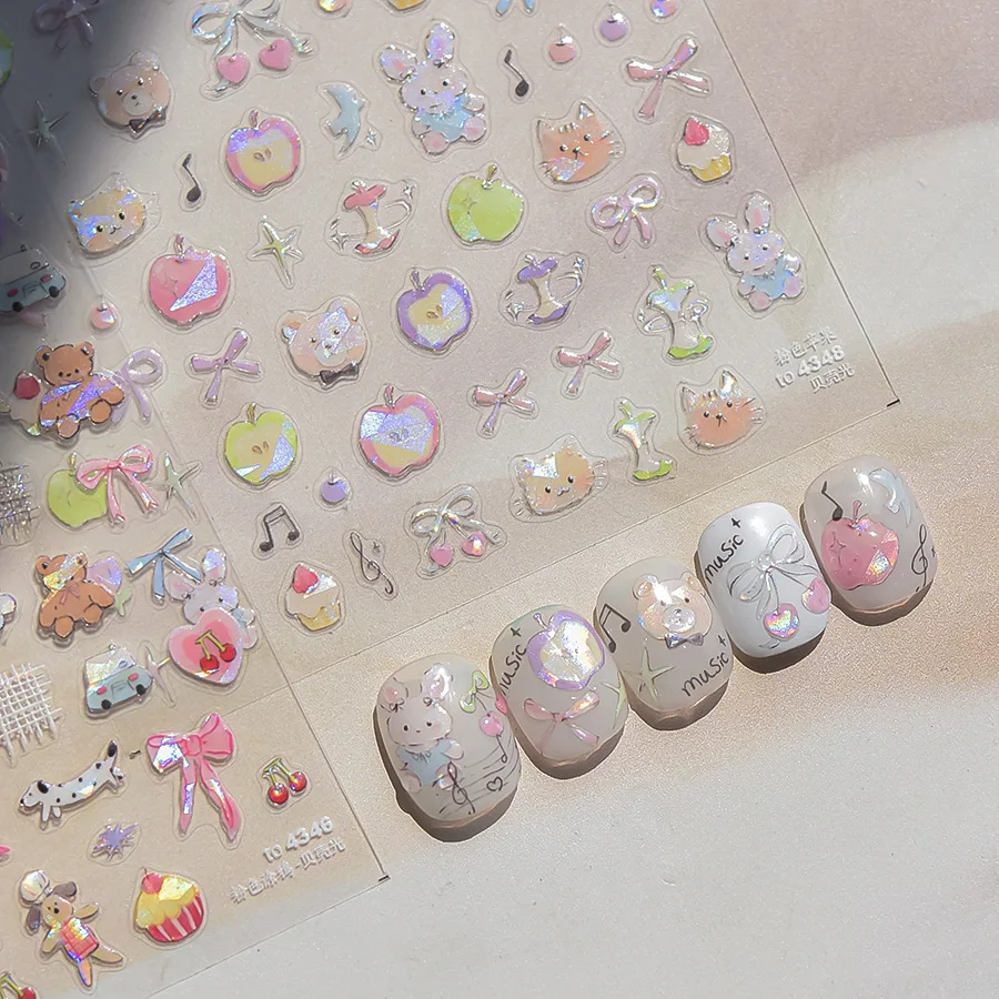 Shell Light Apple Bowknot & Animals Dog Bear Cherry Choty Stumpery 5D na nechty Art Design Design manikúru nástroj