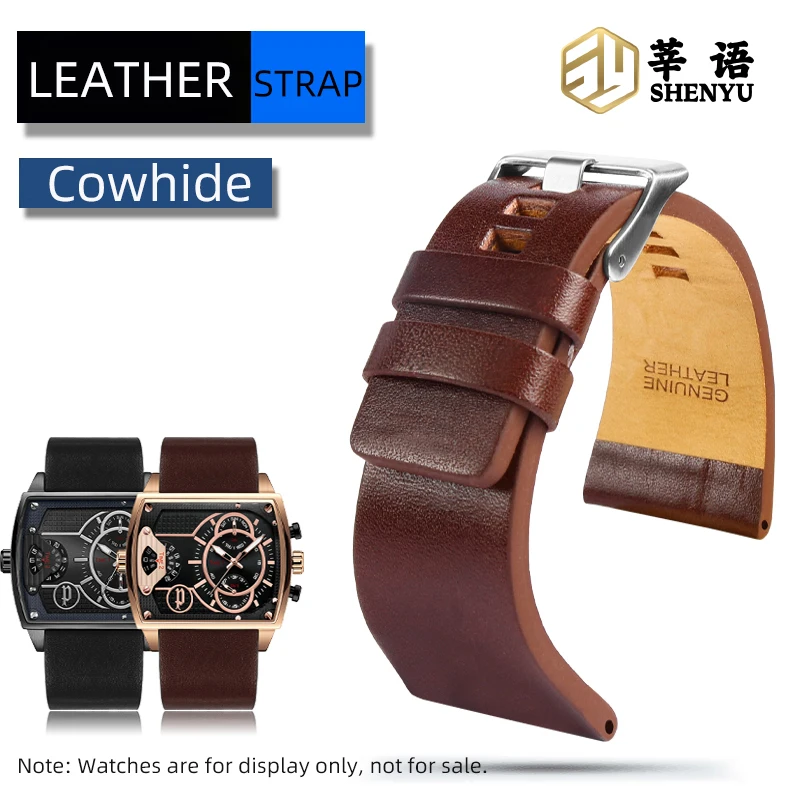 Shenyu Originálny kožený remienok pre dieselové kožené hodinky veľký číselník DZ7333 7348 4318 DZ4323 7395Male a ženské príslušenstvo hodiniek