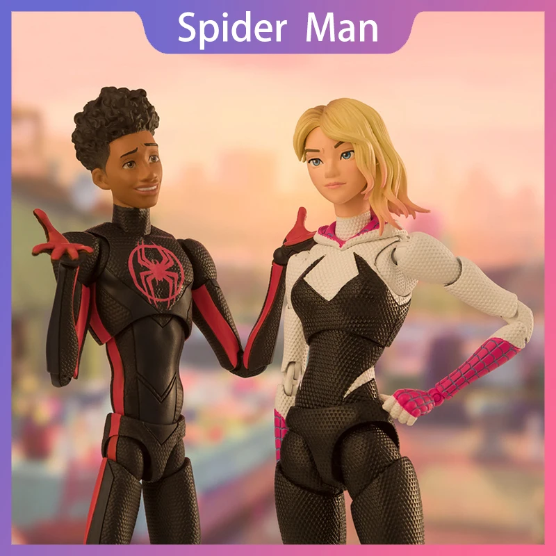 SHF Anime Spider Man figas Miles Morales Gwen Stacy Action figuruje spiderman cez modelu pavúkových hračiek PVC X-Mas Gift