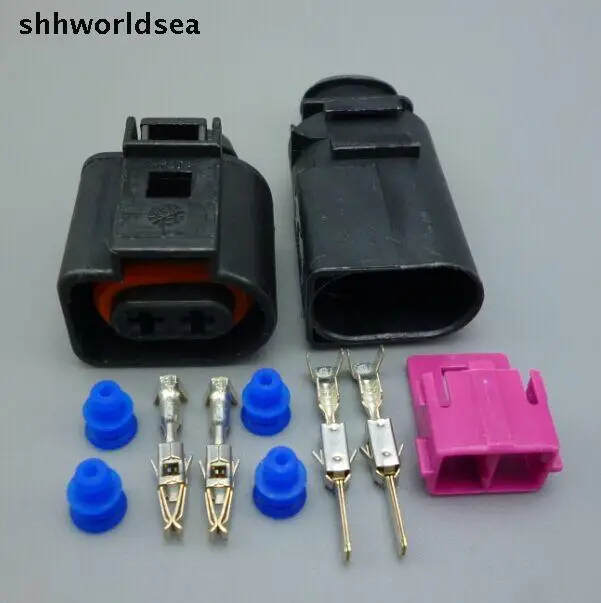 SHHWORLDSEA 100SETS 2 PIN 2P Vodotesný konektor, Hmlové svietidlo/HORK ELEKTRICKÉ KONEKTORY KATY pre Audi VW CAR ECT.
