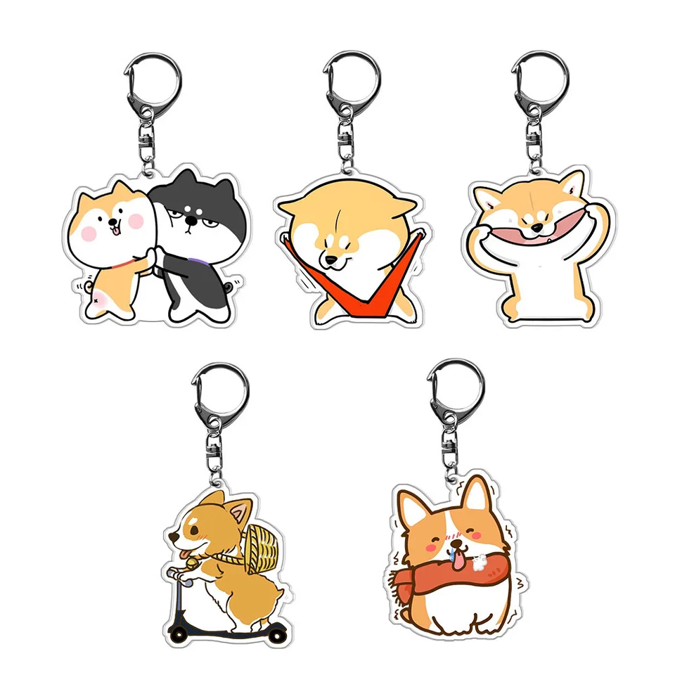 Shiba Keychain Japanese Shiba Inu Keychain Creative Cartoon Acryl Dog Key Rings pre deti a priateľov darčeky
