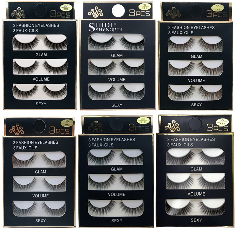 Shidishangpin 3 páry 29 Štýly 3D faux Mink Hair Hair Falk False Ri rias Fluffy múdry husté riasy ručne vyrábané ručne vyrábané nástroje na make -upy