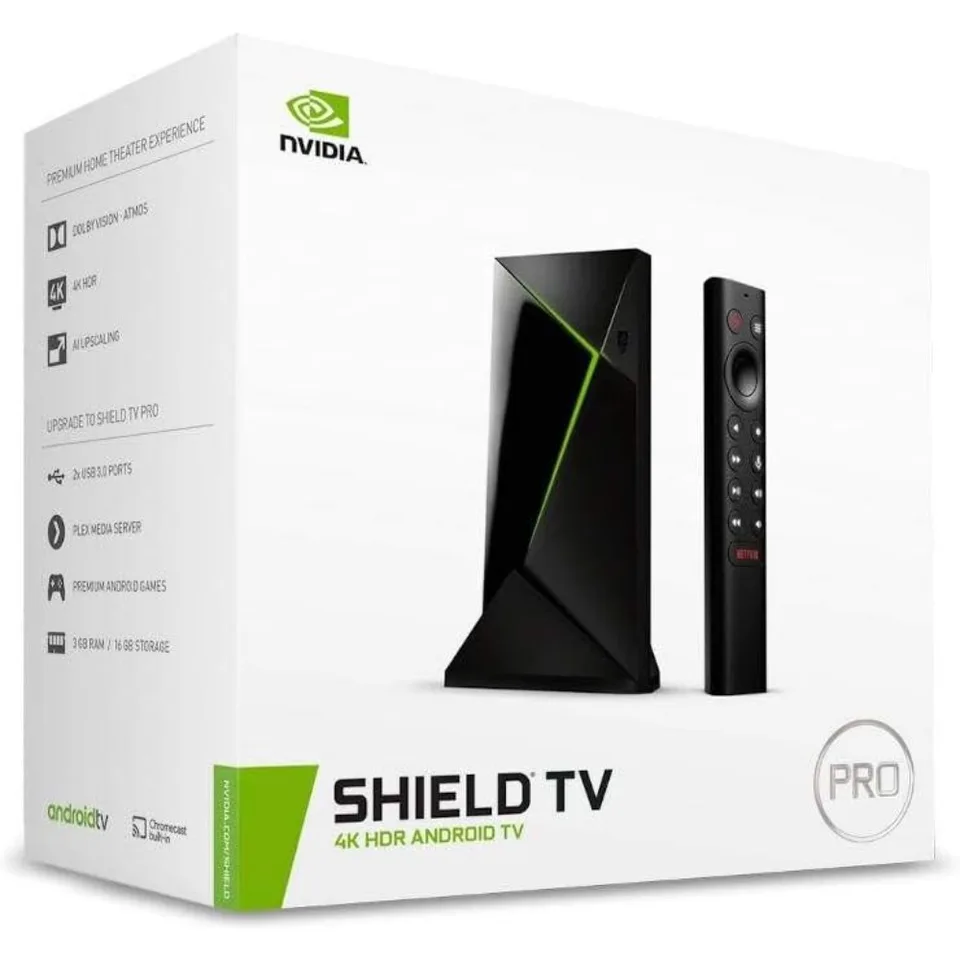 Shield Android TV Pro Streaming Playing médií; 4K HDR filmy, živé športy, Dolby Vision-Atmos, AI-zvýšené rozvrhnutie