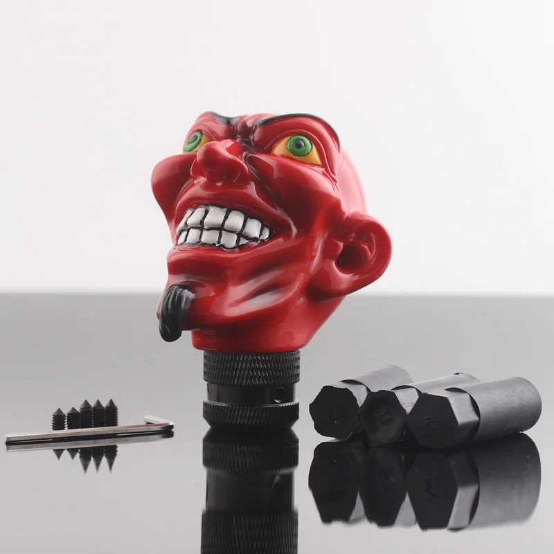 Shift Leaver Gomb Manual Gear Red Evil Devil Head Style Car pre Universal