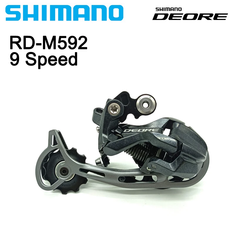 Shimano Deore RD-M592 9 Speed ​​Zadná prehadzovač pre horské bicykle Dial 9 Speed ​​Rd M592 Pôvodné diely na bicykli