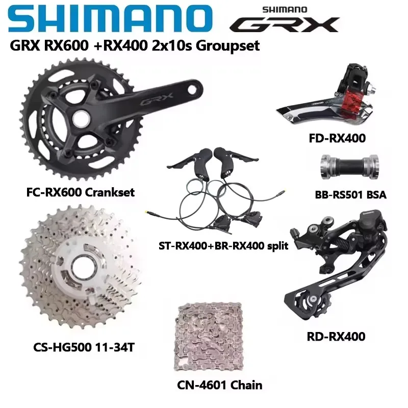 Shimano RX600 RX400 2x10S Skupina 170 mm 46-30T Crankset GRX RX400 Shifter BRZH DRAILLEUR HG500 10S CASSETTE BB pre cestné bicykle