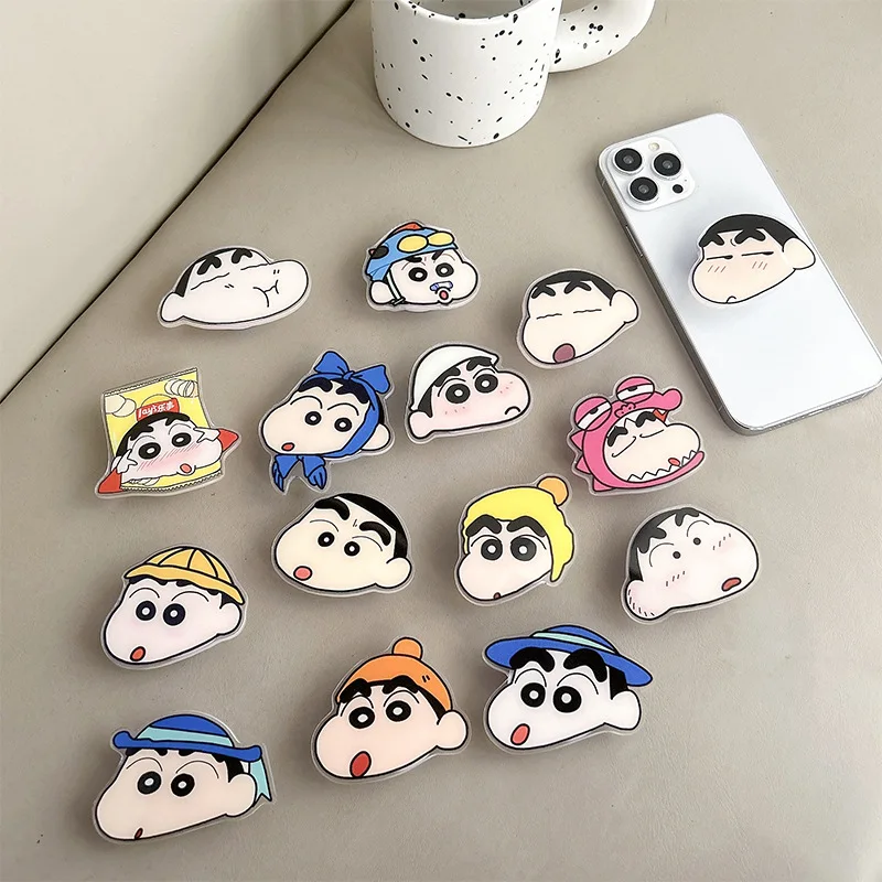 Shin-chan mobilný telefón vankúšový držiak Kawaii Crayon Shin-Chan zadná palica Teleskopická držiak prenosný prenosný držiak na plochu