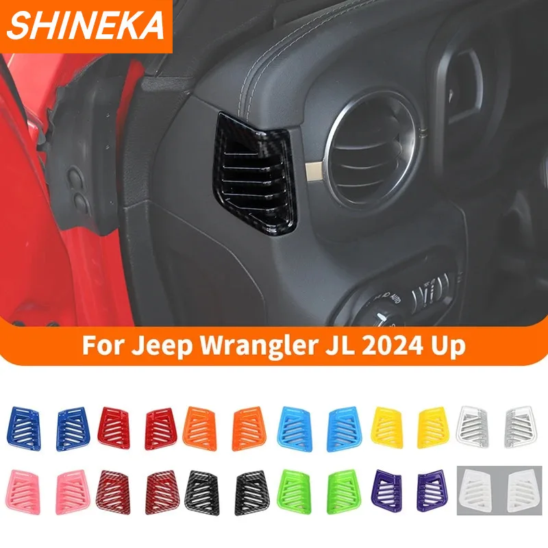 Shineka ABS Car Dashboard Side Air Vent Detlet Decoration Cover pre Jeep Wrangler JL Gladiator JT 2024 UP Interiérové ​​doplnky