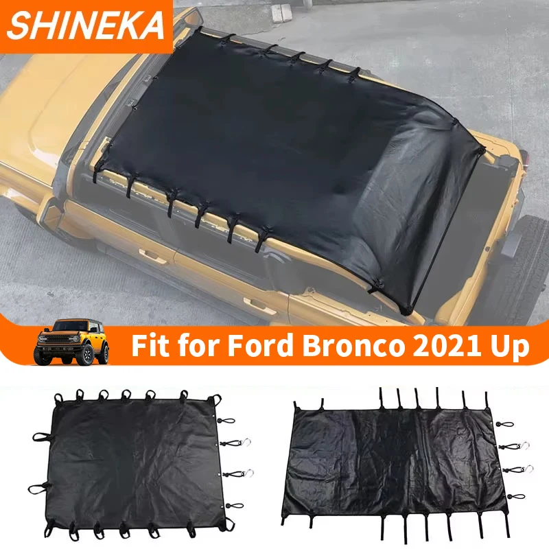 Shineka Leather Soft Strech Top Sunshade Cover Cover Cele Dĺžka ochrana proti Slnku pre Ford Bronco 2021 2022 hore 4 dvere doplnky