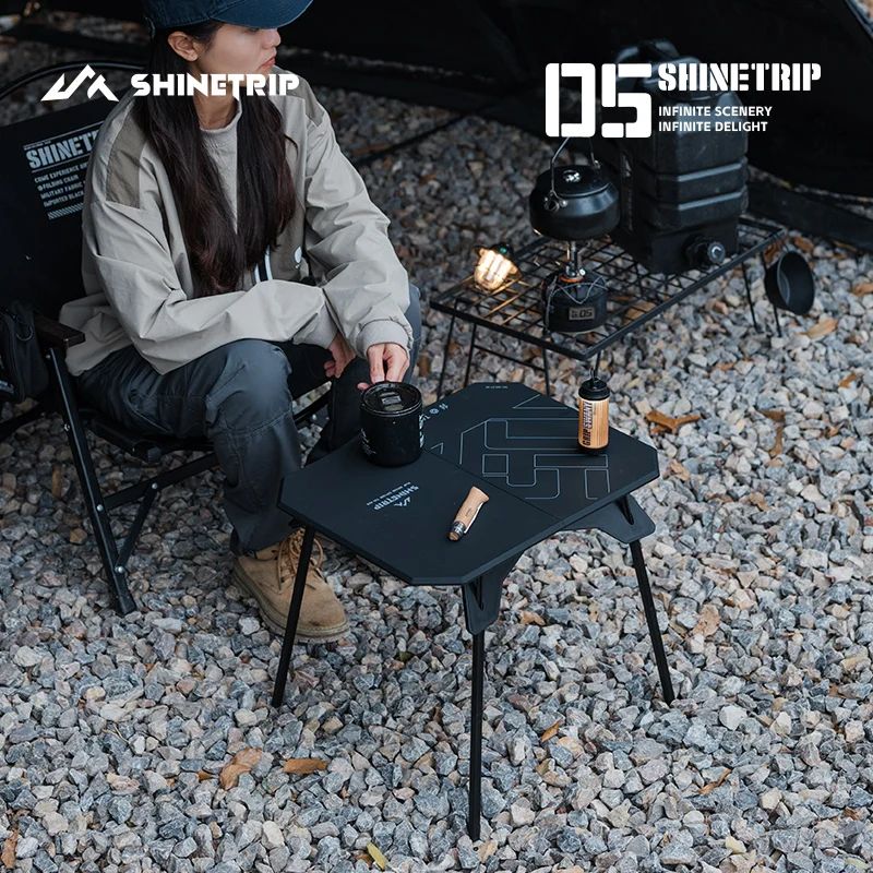 Shinetrip 05 Series Ultralight Dual Účelový stôl Outdoor Camping Prenosný stolík skladacie stoly ABS Desktop a hliníkový stojan