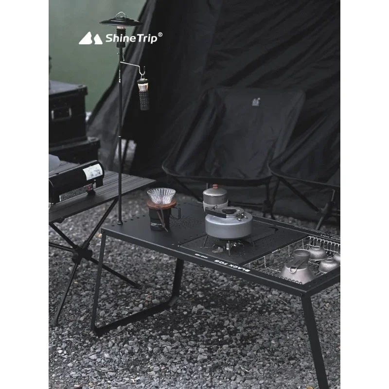 SHINETRIP OUTHODOROVÝ IGT Skladateľný stôl Čierny stôl prenosné prenosné jednotkové dosky Kombinácia stola kemping kemping piknik BBQ sporák