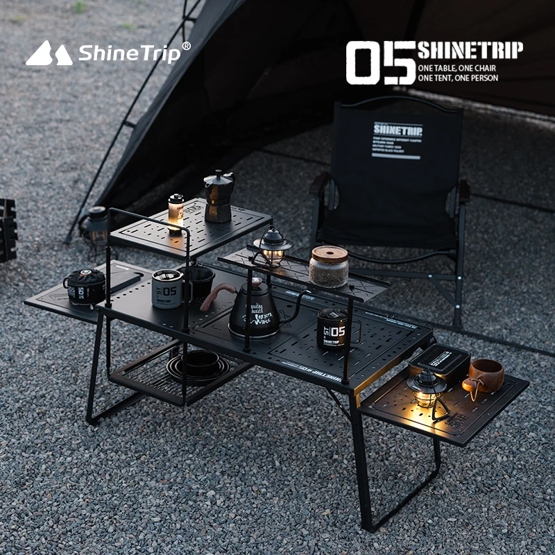 Shinetrip skladací hliníkový kempingový stolík sada vonkajších 05 sérií čierna hmla IGT Modulárny voľný stôl prenosný BBQ Table