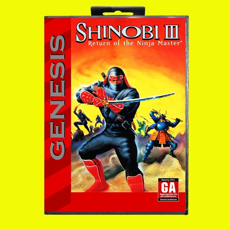 Shinobi 3 MD Game Card 16 Bit USA Cover pre Sega Megadrive Genesis Video Game Console Case