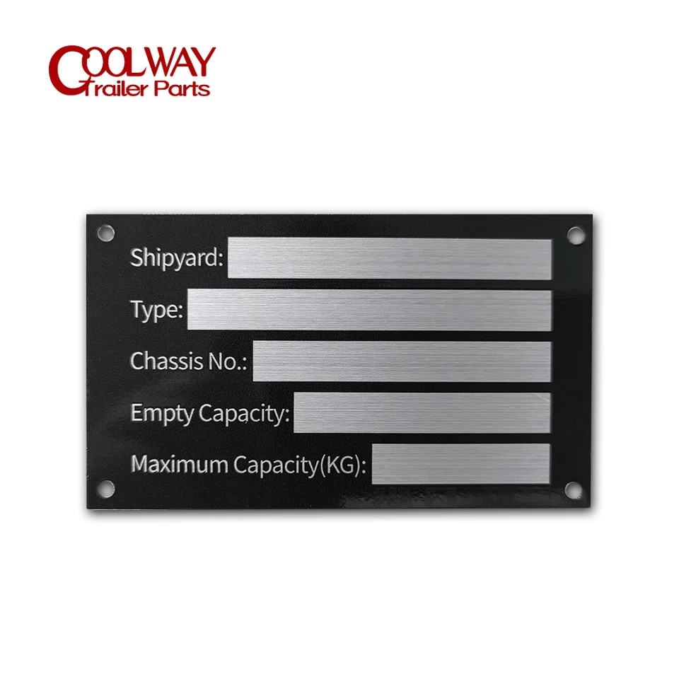 Shipyard Hliníkové ID značky Vin dátumový tanier typ modelu podvozok č. Číslo kapacitných dielov Camper Accessories 95 x 55 mm