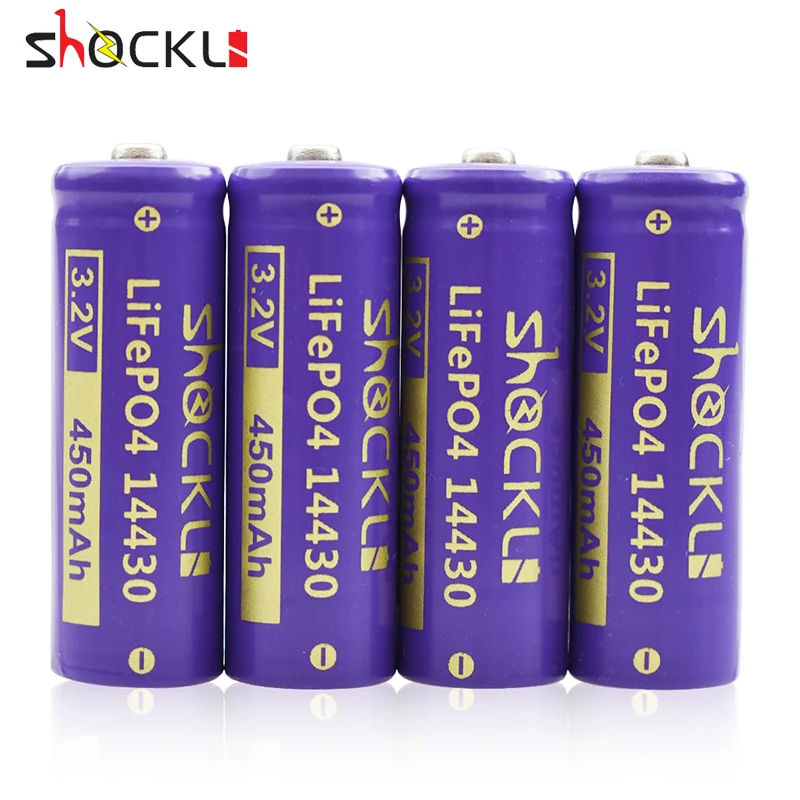 Shockli 3,2V LifePo4 14430 (14 x 43 mm) 450 mAh Nabíjateľné batérie batérií (s prenášaním puzdra) pre solárne panelové svetlo