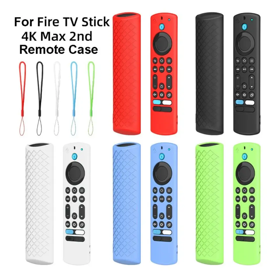 Shookprooprofter diaľkovo ovládacie puzdro odolné silikónové diaľkové ovládacie rukávy s Lanyardom pre Alexa Voice Fire TV Stick 4K 2.