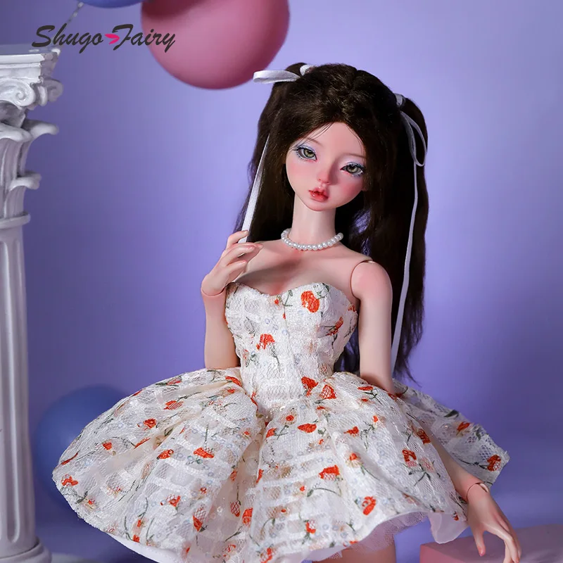 Shugafairy Lena 1/4 BJD Dolls Big hrudník Body Sladké dievča Štýl pre presýpacie hodiny kvetinové šaty Dievke loptičky s kĺbmi Dolls