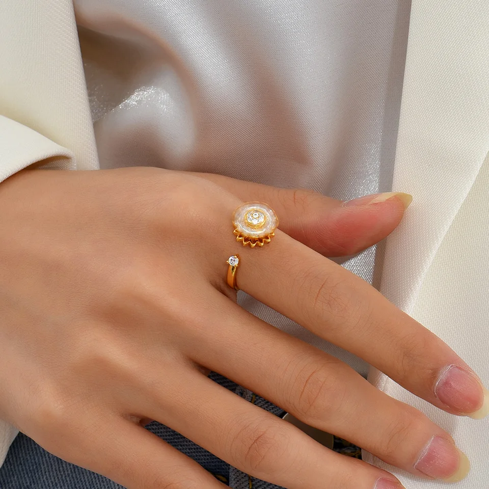 Si moje slnečné slnečné slnečno spinner prsteň rotujú proti stresu úzkosť prsteň Ženy CZ Crystal Flower Open Rings Pár darčekov