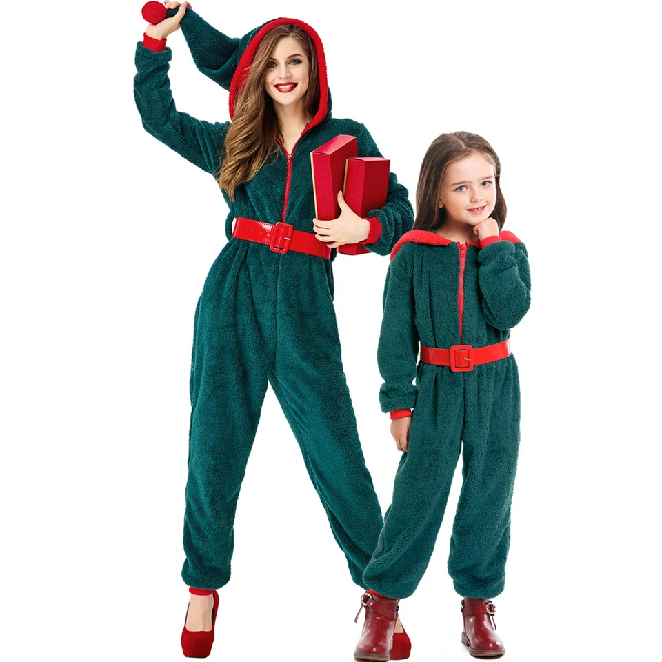 [Si moje tajomstvo] Ženy vianočný stromček Uniforma Zelený flanel Cosplay kostým dievčatá Dievčatá s dlhým rukávom vianočné oblečenie