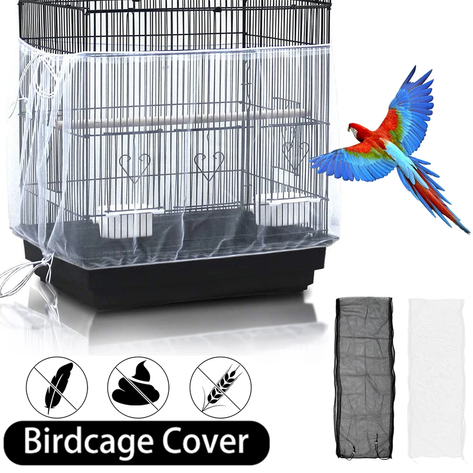 Sieťovina Bird Cage Kryt nastaviteľná sukňa sukňa sukňa Easy Cleaning Catcher strážca vtáčie klietky Univerzálne pružné papagájové vtáčie klietky sieť