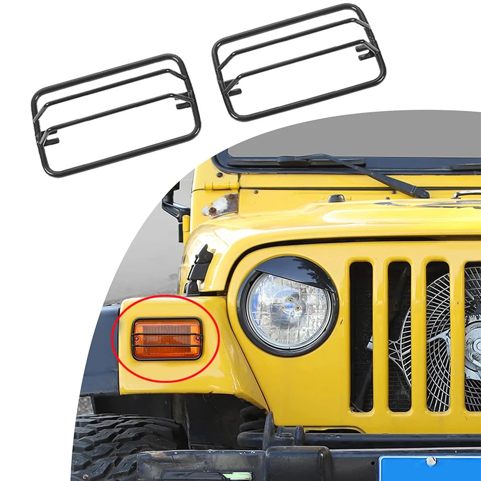 Signál predného nárazníka Signál svetlo kovový kryt hlavy svetlo ráme bočné obočie Svetlá chrániče pre Jeep Wrangler TJ 1997-2006