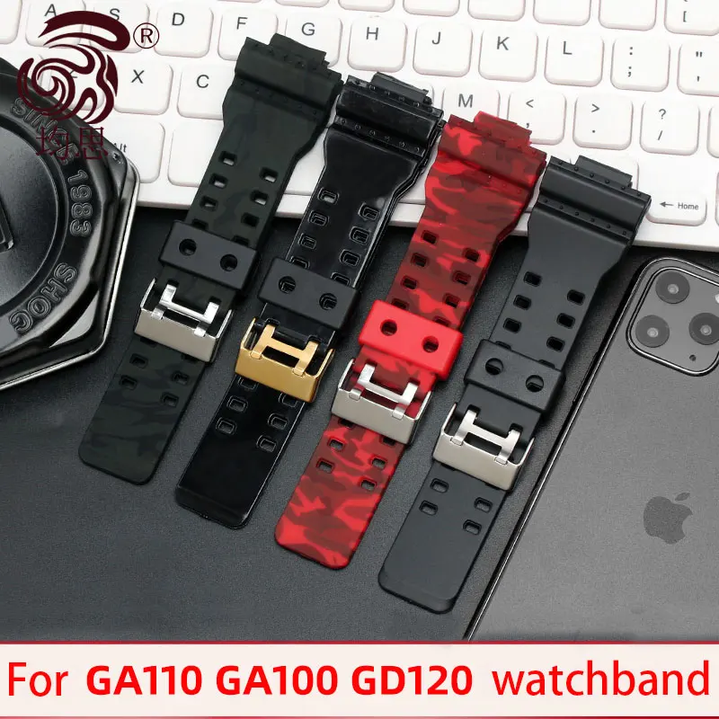 Silikone WatchBand pre G-Shock Series Series hodinky remienok GA-110GB GD120GA Sports Silikone Strap GA110 GA100 GD120 ŽIVODNÁ HODNÁVKA BELT 16 mm