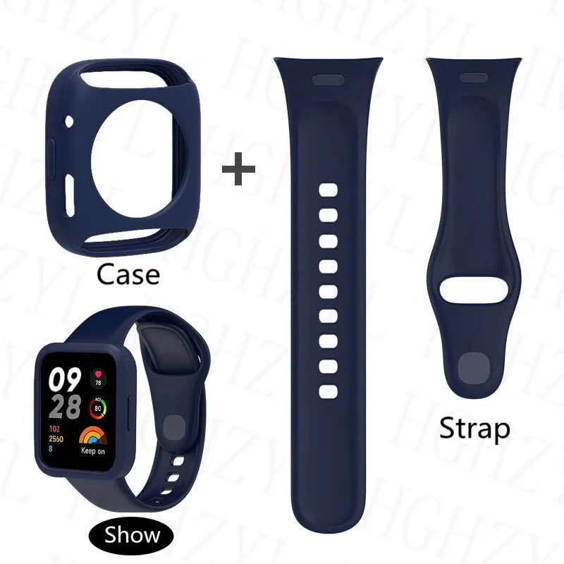 Silikone WatchBand Strap pre Xiaomi Redmi Watch3 Smartwatch Band WhristBand Mi Watch 3 Active + Ochranné puzdro Ochrana puzdra