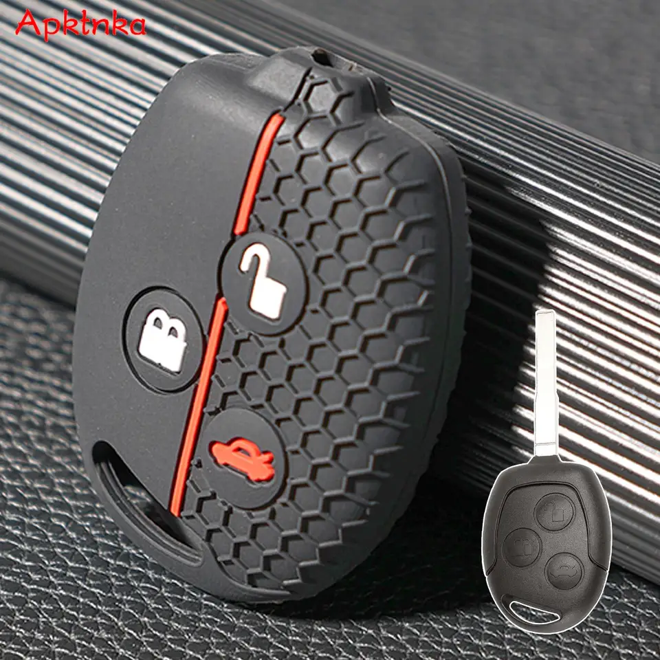 Silikón 3 tlačidlá Keyless Entry Key FOB Chain Case Cover Shell Ochrana pre Ford Transit Connect Courier Fiesta Focus Cabriolet