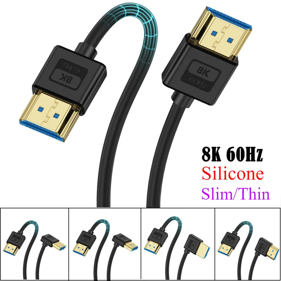 Silikón 8K@60Hz HDMI až HDMI kompatibilný 2.1V kábel ultra vysokorýchlostný HDMI kábel 48 GBPS 4K@120Hz EARC HDR10 HDCP 2.2 a 2.3