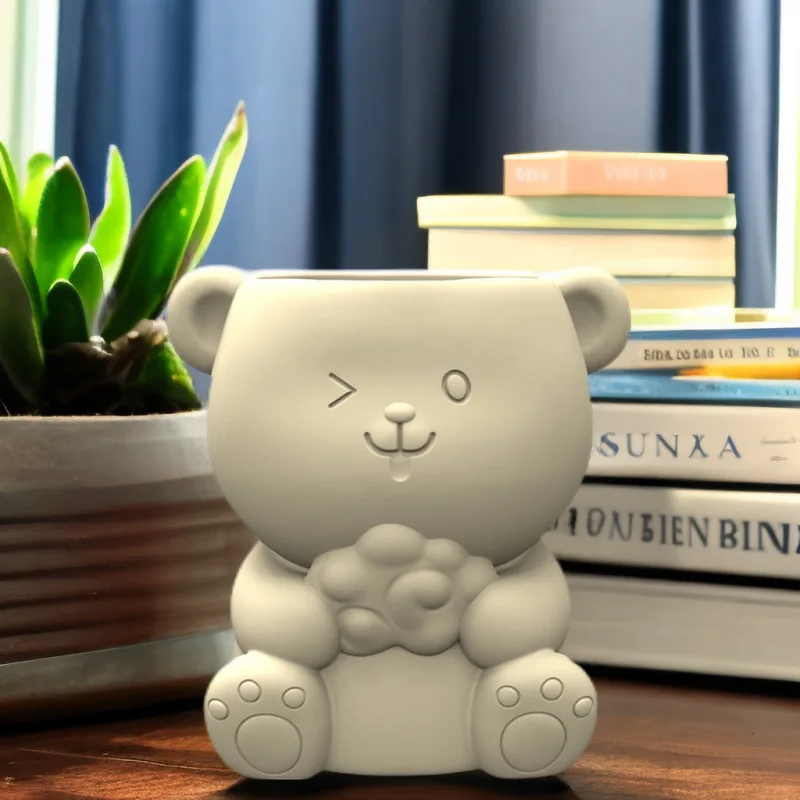 Silikónová forma Little Bear Hračka kvetina šťavnaté držiak pera DIY