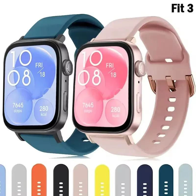 Silikónová skupina pre Huawei Watch Fit 3 remienok Watchber WatchBand Metal Buckle Sport Sport Fot Fot Huawei Fit3 Correa Accessories