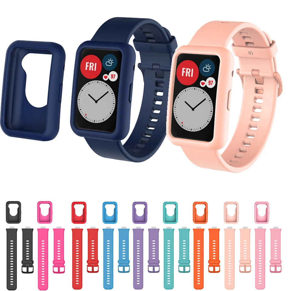 Silikónová skupina pre Huawei Watch Fit Strap Originálne inteligentné zápästia pre Huawei hodinky Fit nové náramky Príslušenstvo ochranné puzdro