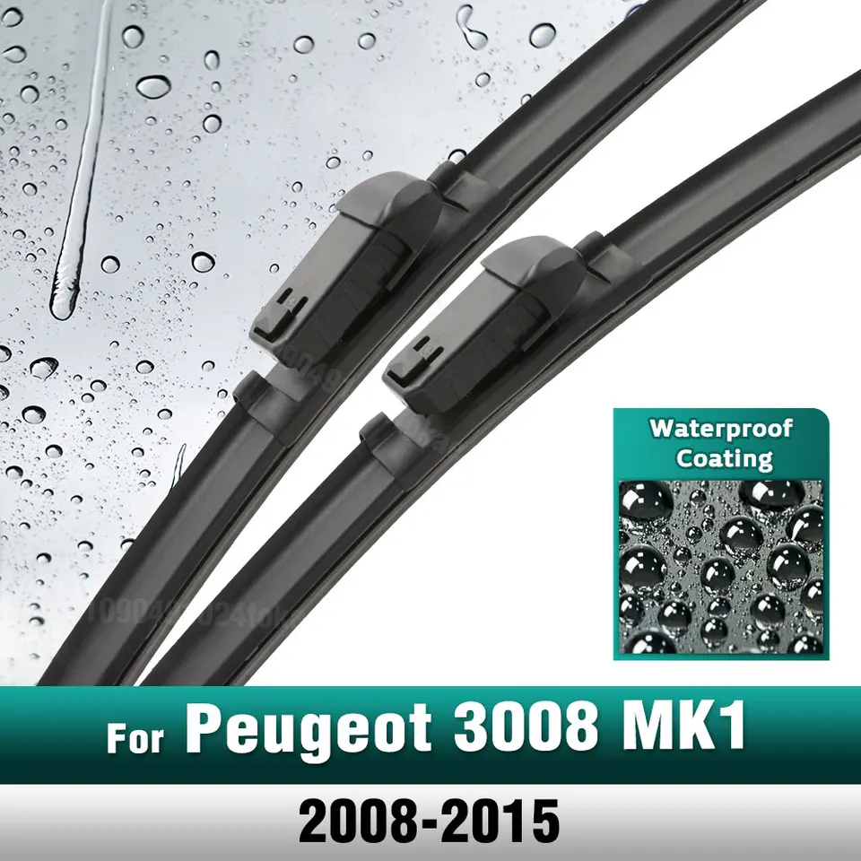 Silikónové a gumové čepele predné stierač nastavené pre Peugeot 3008 MK1 2008 - 2015 Černé sklo okna čelného skla 30 